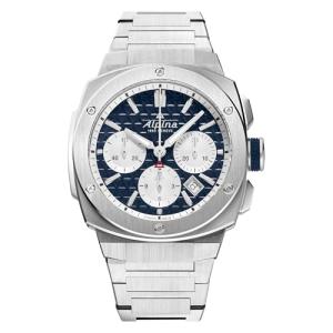 Alpina Mens Alpiner Automatic Chronograph Silver Stainless Steel Watch, Blue Dial Style:AL-730NS4AE6B