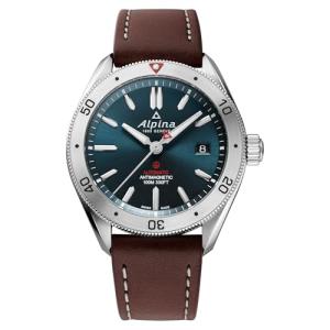 Alpina Mens Alpiner Automatic Silver Stainless Steel Case and Brown Leather Strap Watch, Blue Dial Style:AL-525N4AQ6
