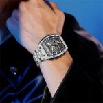 OLEVS Men Automatic Watch Diamond Skeleton Mechanical Original Luxury Self Winding Moon Phase Calendar Waterproof Wrist Watch for Men