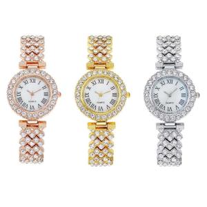 Dacdyi 3Pcs Women Wholesale Watches Elegant Diamond Bangle Bracelet Analog Quartz Wrist Watch