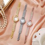 Dacdyi 3Pcs Women Wholesale Watches Elegant Diamond Bangle Bracelet Analog Quartz Wrist Watch