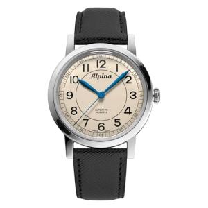 Alpina Men's Automatic Heritage Watch, Black Leather Strap, Beige Dial Style: AL-520BG3SH6