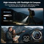 IOWODO Military Smart Watch for Men (Answer/Dial Calls), 1.45" Fitness Tracker with 100-Day Battery/Flashlight/Compass/Heart Rate/120+ Sports Modes IP68 Waterproof Smartwatch for iOS Android(2 Straps)