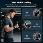 IOWODO Military Smart Watch for Men (Answer/Dial Calls), 1.45" Fitness Tracker with 100-Day Battery/Flashlight/Compass/Heart Rate/120+ Sports Modes IP68 Waterproof Smartwatch for iOS Android(2 Straps)