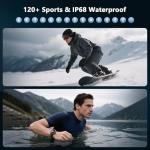 IOWODO Military Smart Watch for Men (Answer/Dial Calls), 1.45" Fitness Tracker with 100-Day Battery/Flashlight/Compass/Heart Rate/120+ Sports Modes IP68 Waterproof Smartwatch for iOS Android(2 Straps)