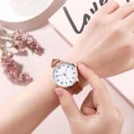 TWOPTION Women's Dainty Analog Leather Dress Watch for Small Wrists, Ladies Waterproof Watches for Women, Reloj para Mujer (Brown-23#)