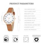 TWOPTION Women's Dainty Analog Leather Dress Watch for Small Wrists, Ladies Waterproof Watches for Women, Reloj para Mujer (Brown-23#)