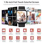 Smart Watch, 2025 New Smartwatch for Men Women with Bluetooth Call, 1.96" Fitness Watch with 110+ Sport Modes/Heart Rate/Sleep Monitor/Pedometer, IP68 Waterproof Fitness Tracker for Android iOS, Black