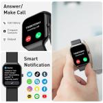 Smart Watch, 2025 New Smartwatch for Men Women with Bluetooth Call, 1.96" Fitness Watch with 110+ Sport Modes/Heart Rate/Sleep Monitor/Pedometer, IP68 Waterproof Fitness Tracker for Android iOS, Black