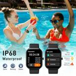 Smart Watch, 2025 New Smartwatch for Men Women with Bluetooth Call, 1.96" Fitness Watch with 110+ Sport Modes/Heart Rate/Sleep Monitor/Pedometer, IP68 Waterproof Fitness Tracker for Android iOS, Black