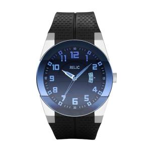 RELIC by Fossil Men's Jake Silver Stainless Steel and Black Silicone Band Watch (Model: ZR11861)