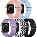 5 Pack Stretchy Nylon Band Compatible with Apple Watch Bands 40mm 41mm 42mm 44mm 45mm 46mm 49mm 38mm for Women Men, Braided Solo Loop Strap for iWatch SE3 2, Ultra3 2 1, Series 11 10 9 8 7 6 5 4 3 2 1