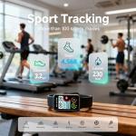 Fitness Tracker Watch for Men & Women, 1.47" HD with Bluetooth, 24/7 Heart Rate & Blood Oxygen Monitor, Sleep & Step Counter, 100+ Sports Modes, 3ATM Waterproof, Compatible with Android iOS Black