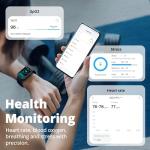 Fitness Tracker Watch for Men & Women, 1.47" HD with Bluetooth, 24/7 Heart Rate & Blood Oxygen Monitor, Sleep & Step Counter, 100+ Sports Modes, 3ATM Waterproof, Compatible with Android iOS Black