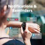 Fitness Tracker Watch for Men & Women, 1.47" HD with Bluetooth, 24/7 Heart Rate & Blood Oxygen Monitor, Sleep & Step Counter, 100+ Sports Modes, 3ATM Waterproof, Compatible with Android iOS Black