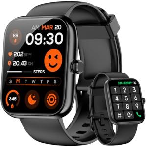 Mikego Smart Watch with Alexa Built-in, 1.83" HD Touchscreen & Fitness Tracker with Message Call Function, 120+ Sport Modes, IP68 Waterproof, 24/7 Heart Rate/Sleep Monitor, for Android iPhone (Black)