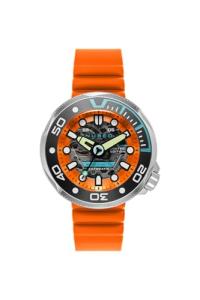 Nubeo Men's 50mm Ventana Skeleton Automatic Limited Edition Bright Orange Watch with Silicone Strap NB-6113-07
