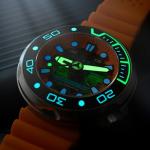 Nubeo Men's 50mm Ventana Skeleton Automatic Limited Edition Bright Orange Watch with Silicone Strap NB-6113-07