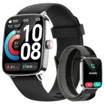 Smart Watch for Men Women, 1.85" HD Smartwatch Compatible iPhone/Samsung/Android (Answer/Make Calls), 100+ Sport Modes Fitness Tracker with Heart Rate/Sleep/SpO2 Monitor, IP68 Waterproof, with 2 Bands