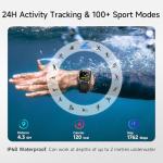 Smart Watch for Men Women, 1.85" HD Smartwatch Compatible iPhone/Samsung/Android (Answer/Make Calls), 100+ Sport Modes Fitness Tracker with Heart Rate/Sleep/SpO2 Monitor, IP68 Waterproof, with 2 Bands