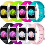 8 Pack Bands Compatible with Apple Watch Band 38mm 40mm 41mm 42mm 44mm 45mm for Women Men, Sport Silicone Wristbands Replacement Strap for iWatch Series 7 6 5 4 3 2 1 SE