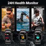 OUKITEL BT20 Military Smart Watches for Men(Answer/Make Calls), 1.96'' Fitness Smart Watches for Android/iPhone, Waterproof Smart Watch with Blood Pressure/Heart Rate/100+ Sport Modes, Watches for Men
