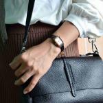 ANNEFIT Women's Leather Watch Band 12mm with Gold Buckle, Lizard Grain Slim Thin Replacement Strap (Black)