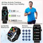 Fempoin Smart Watch, Smartwatch for Men Women with 24 Sport Modes, IP68 Waterproof Fitness Tracker with 24/7 Heart Rate/Sleep/SpO2 Monitor, Step Tracker, Pedometer, Activity Tracker for Android iOS