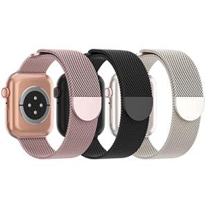 3 Pack Mesh Metal Band Compatible with Apple Watch Band 38mm 40mm 41mm 42mm 44mm 45mm 46mm 49mm, Stainless Steel Magnetic Loop Strap for iWatch Ultra 3 2 1 Series 11/10/9/8/SE/7/6/5/4/3 Men Women