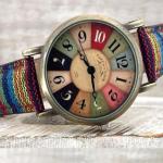 Creative Multicolor Watch for Women Woven Strap Fashion Rainbow Pattern Women's Watches Boho Hippie Watch Casual Style Wonderful Ladies Gift