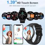 Smart Watches for Men Women, 1.39" HD Touch Screen Smartwatch with Bluetooth Calls and Dialing Function, 113+ Sports Modes Fitness Tracker with USB-C Fast Charging, Smartwatch for Android iOS. Black