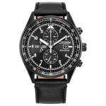 Citizen Men's Eco-Drive Weekender Sport Casual, Black Stainless Steel Watch, Black Leather Strap, Chronograph (Model: CA0775-01E)
