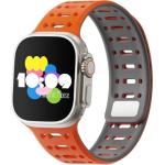 Magnetic silicone sport band for apple watch, compatible with ultra 1/2/3, series 11 10 9 8 7 6 5 4 SE, 49mm 46mm 45mm 44mm 42mm 41mm 40mm 38mm. Secure Fit,Polinoart Moose adjustable iWatch strap for men and women (Orange + Grey)