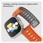 Magnetic silicone sport band for apple watch, compatible with ultra 1/2/3, series 11 10 9 8 7 6 5 4 SE, 49mm 46mm 45mm 44mm 42mm 41mm 40mm 38mm. Secure Fit,Polinoart Moose adjustable iWatch strap for men and women (Orange + Grey)