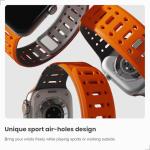 Magnetic silicone sport band for apple watch, compatible with ultra 1/2/3, series 11 10 9 8 7 6 5 4 SE, 49mm 46mm 45mm 44mm 42mm 41mm 40mm 38mm. Secure Fit,Polinoart Moose adjustable iWatch strap for men and women (Orange + Grey)