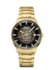 MIDO Commander Gradient - Swiss Automatic Watch for Men - Black See-Through Dial - 40mm Stainless Steel Case and Bracelet with Gold-Color PVD Coating - M0214073341101