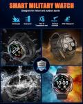 Military Smart Watches for Men(Answer/Make Calls), 1.39" HD Fitness Watch, 24/7 Heart Rate Sleep Monitor, Smart Watch for Men,114+ Sport Modes, IP68 Waterproof Smartwatch for Android iOS, 30Day, Black