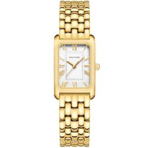 HOLSTOUR Watches for Women Vintage Bracelet White Roman Dial Rectangular Case Gold Watch Waterproof with Tools
