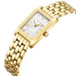 HOLSTOUR Watches for Women Vintage Bracelet White Roman Dial Rectangular Case Gold Watch Waterproof with Tools