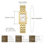 HOLSTOUR Watches for Women Vintage Bracelet White Roman Dial Rectangular Case Gold Watch Waterproof with Tools