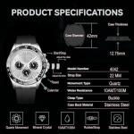Stuhrling Aquamaster Quartz Chronograph Watch Silver Dial Screw Down Crown Luminous Hands, Ceramic Bezel, Black Rubber Band for Men 42mm Case Date Water Resistance (Silver)