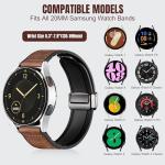 Charlam Magnetic Leather Bands Compatible with Samsung Galaxy Watch 7 Band 6 5 4 FE Active 2 40mm 44mm/Watch 6/4 Classic/Watch 5 Pro/3, 20mm Genuine Leather Straps for Samsung Watch Bands Men Women