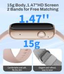 LIGE Smart Watch for Men Women(Answer/Dial Calls),1.47" HD Display,70 Sports Modes/IP68 Waterproof Fitness Watch, with Heart Rate/SpO2 for Android/iOS Black