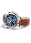 Hamilton Watch Khaki Aviation X-Wind GMT Swiss Chronograph Quartz Watch 46mm Case, Blue Dial, Brown Leather Strap (Model: H77922541)