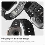 Magnetic silicone sport band for apple watch, compatible with ultra 1/2/3, series 11 10 9 8 7 6 5 4 SE, 49mm 46mm 45mm 44mm 42mm 41mm 40mm 38mm. Secure Fit,Polinoart Moose adjustable iWatch strap for men and women (Black + Grey)