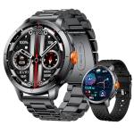 LZBWOL Smart Watch for Men (Answer/Make Call), Built-in GPS, Compass, 1.60" AMOLED, 5ATM Waterproof, Heart Rate SpO2 Sleep Monitor, iPhone Android - Black