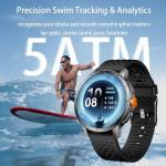 LZBWOL Smart Watch for Men (Answer/Make Call), Built-in GPS, Compass, 1.60" AMOLED, 5ATM Waterproof, Heart Rate SpO2 Sleep Monitor, iPhone Android - Black