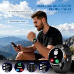 LZBWOL Smart Watch for Men (Answer/Make Call), Built-in GPS, Compass, 1.60" AMOLED, 5ATM Waterproof, Heart Rate SpO2 Sleep Monitor, iPhone Android - Black