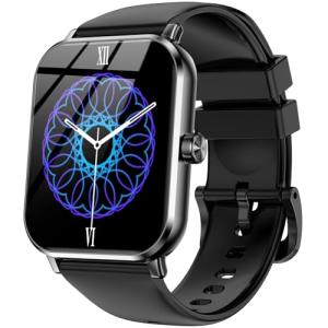 Jacoosa Smart Watch, 1.83" HD Touchsreen Fitness Tracker, Bluetooth Calls, 5 ATM Waterproof, 130+ Workouts, Health & Sleep Tracking, Timer, for Android/iPhone (Black)