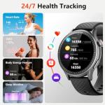 Smart Watch for Men Women, 1.46'' AMOLED Ultra-HD Screen Fitness Tracker with Heart Rate/Sleep/SpO2 Monitor, Answer/Make Call, 3ATM Waterproof Smartwatch for iPhone/Samsung/Android, 110+ Sport Modes